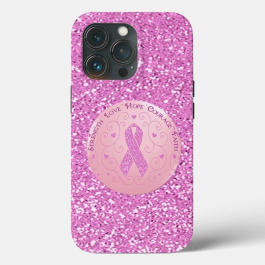 Borstkanker Roze lint Glitter Case-Mate iPhone Case (Achterkant)