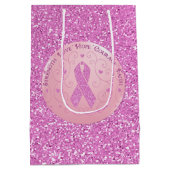Borstkanker Roze lint Glitter Gift Bag Medium Cadeauzakje (Achterkant)