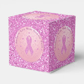 Borstkanker Roze lint Glitter Hart Favor Box Bedankdoosjes (Achterkant)