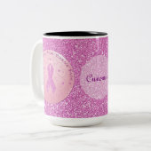 Borstkanker Roze lint Glitter Mok (Voorkant links)