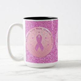 Borstkanker Roze lint Glitter Mok