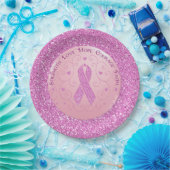 Borstkanker Roze lint Glitter Paper Borden Papieren Bordje (Feest)