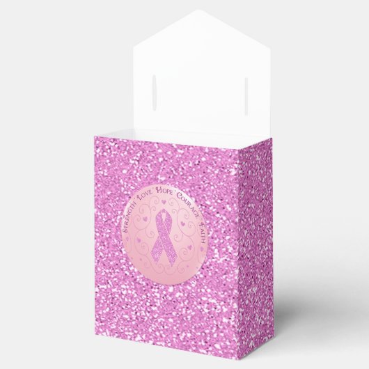 Borstkanker Roze lint Glitter Tent Favor Box Bedankdoosjes (Geopend)