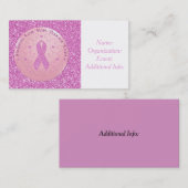 Borstkanker Roze lint Glitter Visitekaartje 2 (Voorkant / Achterkant)