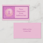 Borstkanker Roze lint Glitter Visitekaartje 3 (Voorkant / Achterkant)