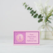 Borstkanker Roze lint Glitter Visitekaartje 3 (Staand voorkant)