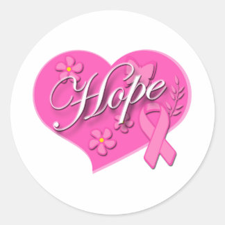 Borstkanker roze lint HOPE Heart Ronde Sticker