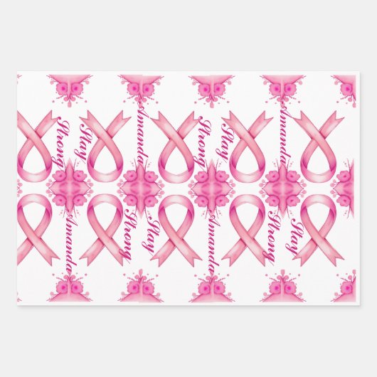 Borstkanker Roze lint Inpakpapier Vel (Voorkant 2)