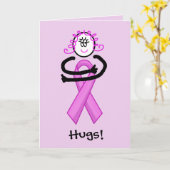 Borstkanker roze lint knuffel Wenskaart Kaart (Gele Bloem)