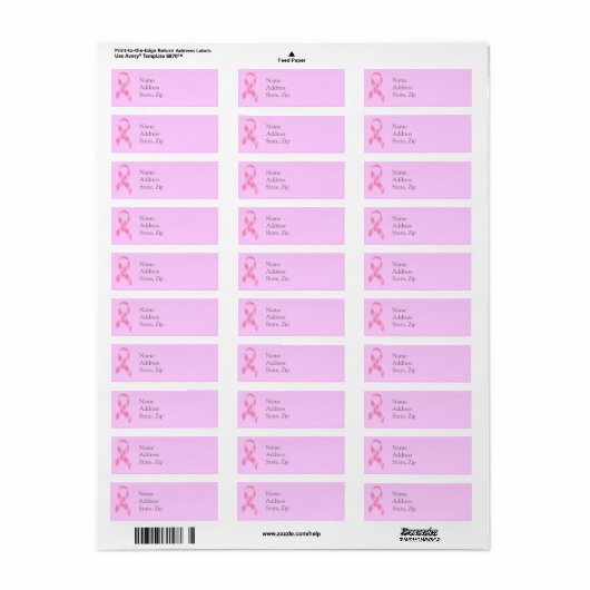 Borstkanker Roze lint labels (Full Sheet)