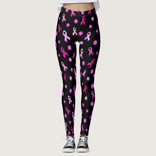 Borstkanker Roze lint Leggings (Voorkant)
