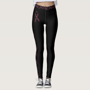 Borstkanker roze lint liefde geloof genezing zwart leggings