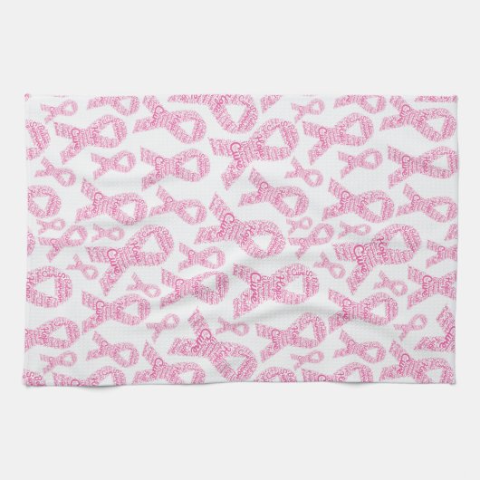 Borstkanker - Roze lint met positief Theedoek (Horizontaal)