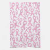 Borstkanker - Roze lint met positief Theedoek (Verticaal)