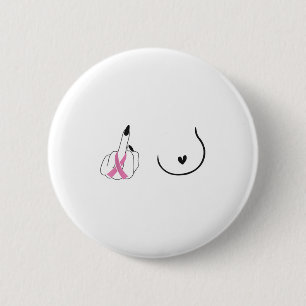 Borstkanker Roze lint Middelvinger Artistiek B Ronde Button 5,7 Cm
