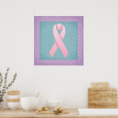 Borstkanker Roze lint Paars/Blauwgroen Poster (Keuken)