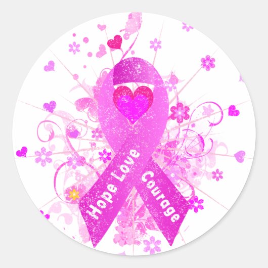 Borstkanker Roze lint Ronde Sticker (Voorkant)