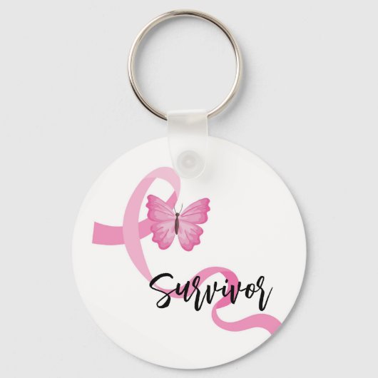 Borstkanker Roze lint Sleutelhanger (Voorkant)