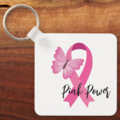 Borstkanker Roze lint Sleutelhanger (Voorkant)