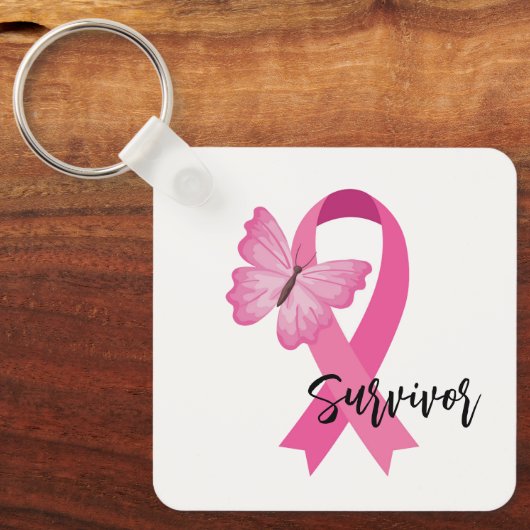 Borstkanker Roze lint Sleutelhanger (Voorkant)