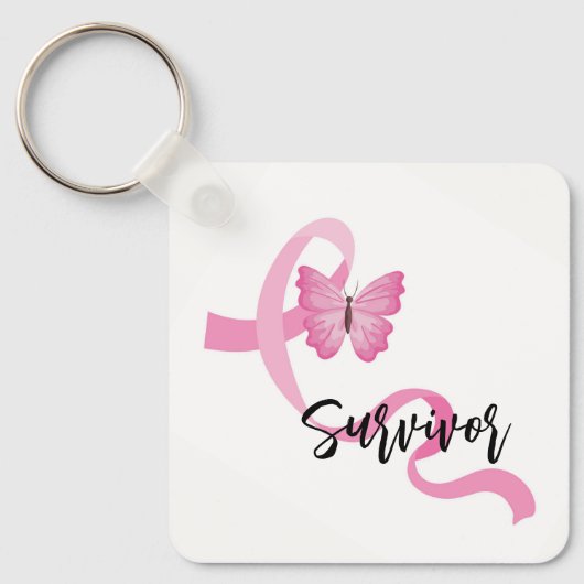 Borstkanker Roze lint Sleutelhanger (Voorkant)
