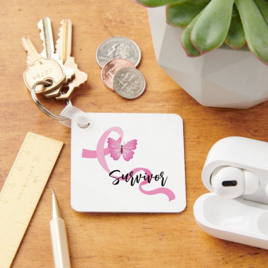 Borstkanker Roze lint Sleutelhanger (Bureau)