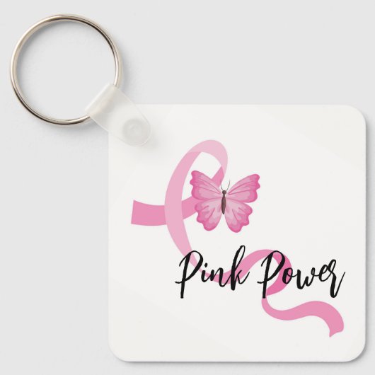 Borstkanker Roze lint Sleutelhanger (Voorkant)
