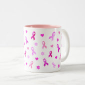 Borstkanker Roze lint Tweekleurige Koffiemok (Voorkant rechts)