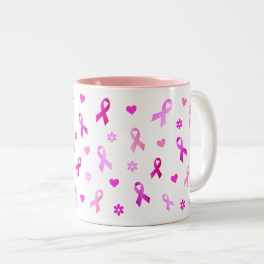 Borstkanker Roze lint Tweekleurige Koffiemok (Voorkant rechts)