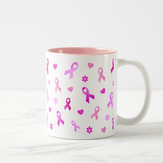Borstkanker Roze lint Tweekleurige Koffiemok (Rechts)