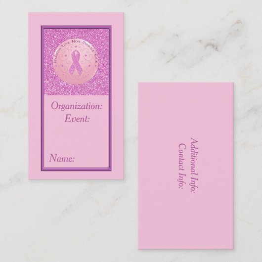 Borstkanker Roze lint Visitekaartje 4 (Voorkant / Achterkant)