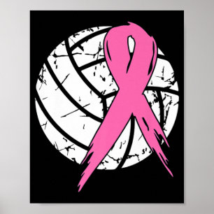 Borstkanker Roze lint Volleyball Awareness Cos. Poster