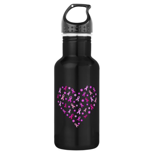 Borstkanker Roze lint Waterfles (Voorkant)