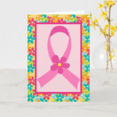 Borstkanker Roze lintbewustzijn Kaart (Gele Bloem)