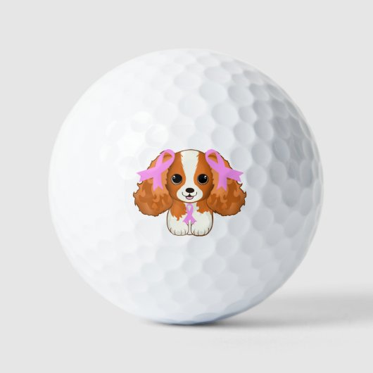 Borstkanker Roze linten Cavalier King Charles Golfballen (Voorkant)