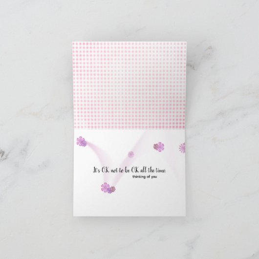 Borstkanker Roze linten en Daisies Kaart (Binnen)