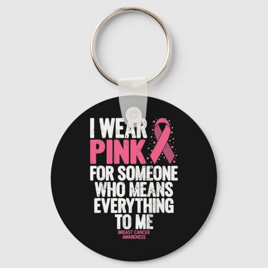 Borstkanker - Roze linten in oktober Sleutelhanger (Voorkant)