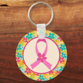 Borstkanker Roze lintje Awareness Gift Sleutelhanger (Voorkant)