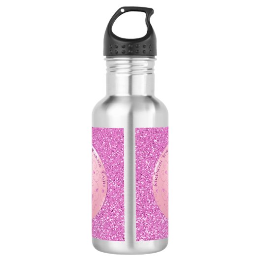 Borstkanker Roze lintje Glitter Water Flacon Waterfles (Voorkant)