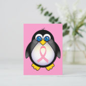 Borstkanker Roze lintje Penguin Gift Briefkaart (Staand voorkant)
