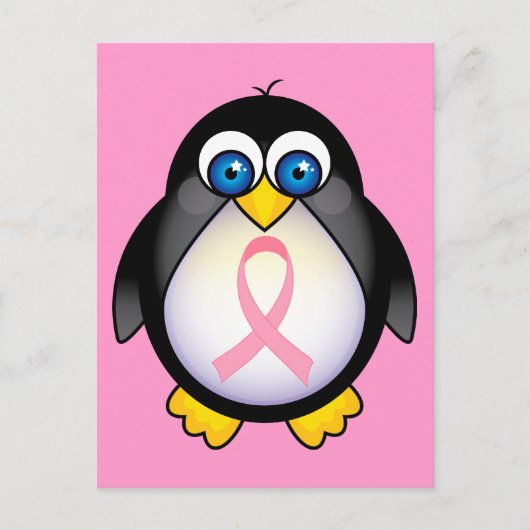 Borstkanker Roze lintje Penguin Gift Briefkaart (Voorkant)
