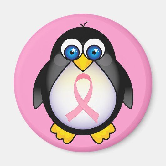 Borstkanker Roze lintje Penguin Gift Magneet (Voorkant)
