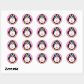 Borstkanker Roze lintje Penguin Gift Ronde Sticker (Vel)
