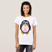 Borstkanker Roze lintje Penguin Gift T-shirt (Voorkant volledig)