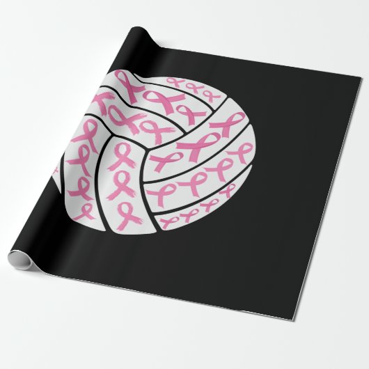 Borstkanker Roze lintje Volleyball Awareness Cadeaupapier (Uitgerold)