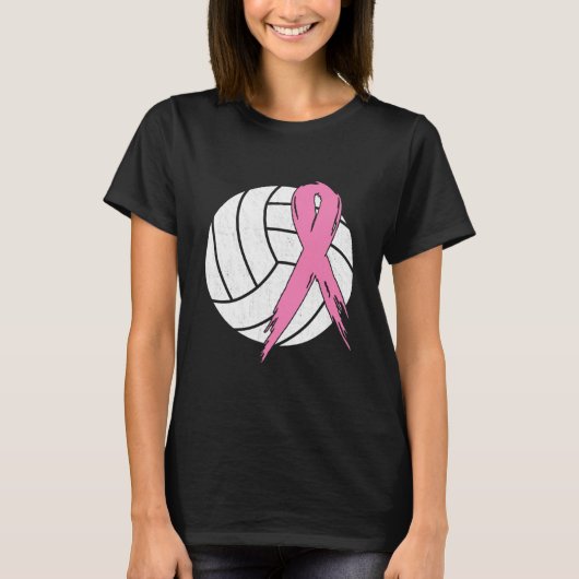 Borstkanker Roze lintje Volleyball Awareness T-shirt (Voorkant)