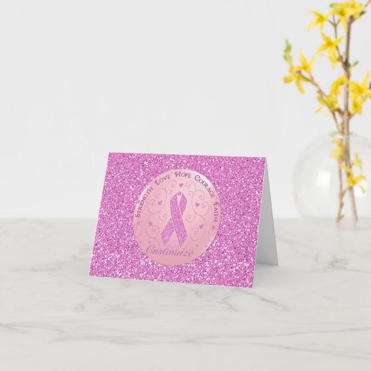 Borstkanker Roze lintlint Kaart (Gele Bloem)