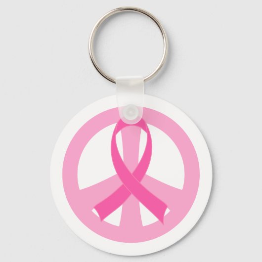 Borstkanker roze lintlint vredestroepen cadeau sleutelhanger (Voorkant)