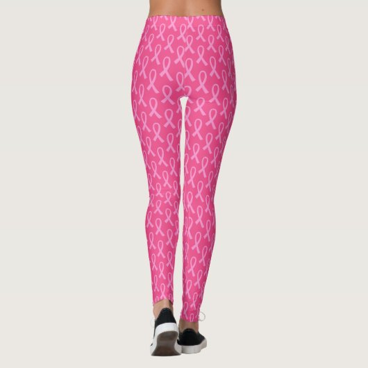 Borstkanker roze lintpatroon leggings (Achterkant)