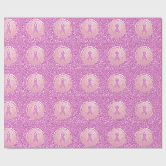 Borstkanker Roze lintsteen Glitter Wrapping Paper Cadeaupapier (Vlak)